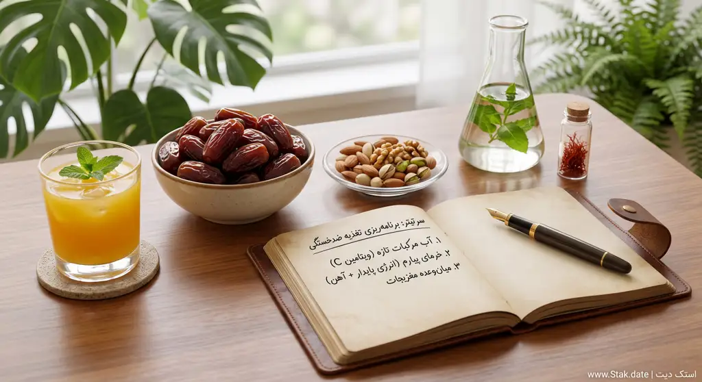 مصرف خرما، مغزیجات و آب پرتقال